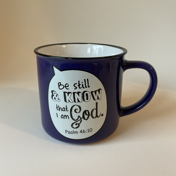 Be Still and Know Blue Ceramic Camp-style Coffee Mug - Psalm 46:10 - Picture 2 of 13